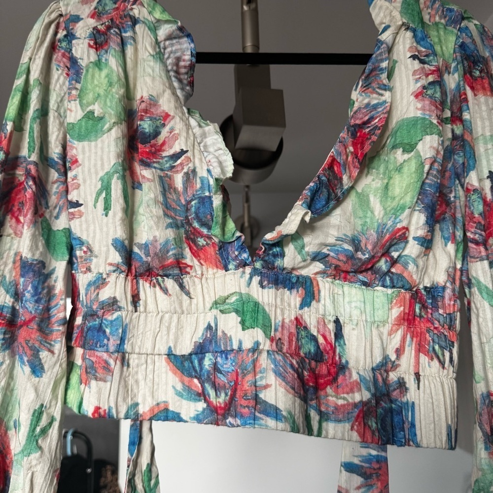 Anthropologie Floral Banded Blouse Size XS - Picture 8 of 15